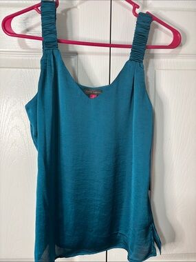 Vince Camuto Teal Ruched-Strap V-Neck Tank Sz S New With Tags